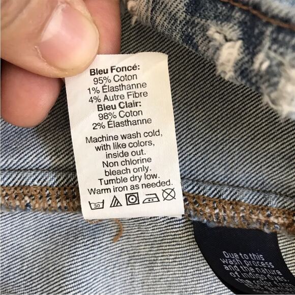 Madewell McCarren Pieced Two Tone Distressed Hem High Rise Denim Skirt - Picture 6 of 12